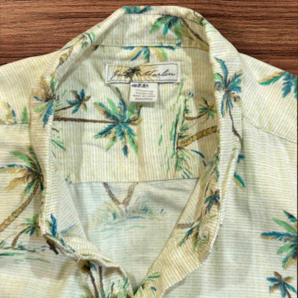 Joe Marlin Shirt Men's 3XLT Beige Palm Tree Print Short Sleeve Button Up - Picture 4 of 14